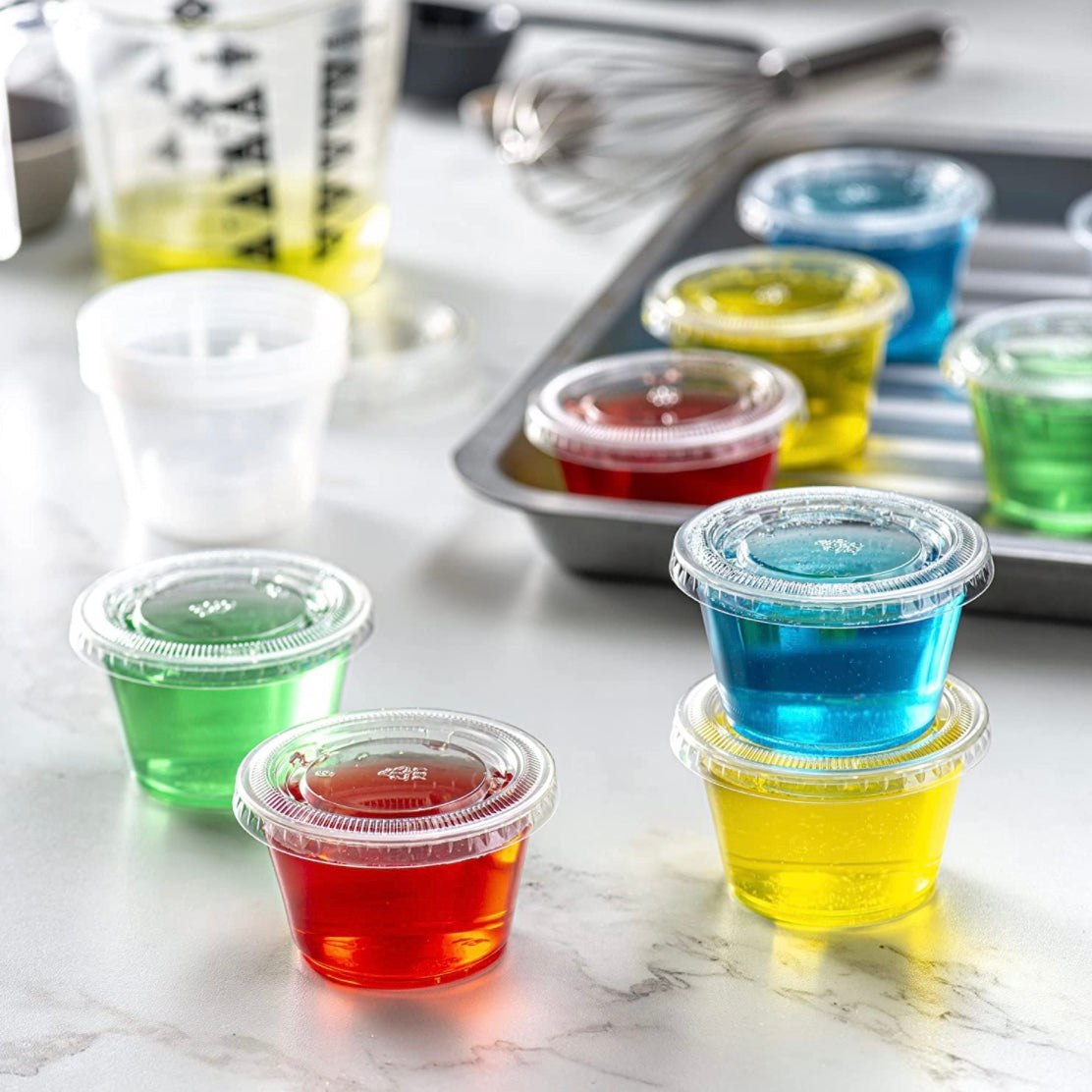 4 oz Plastic Clear Disposable Portion Cups with Lids for Sauce Cup BPA Free