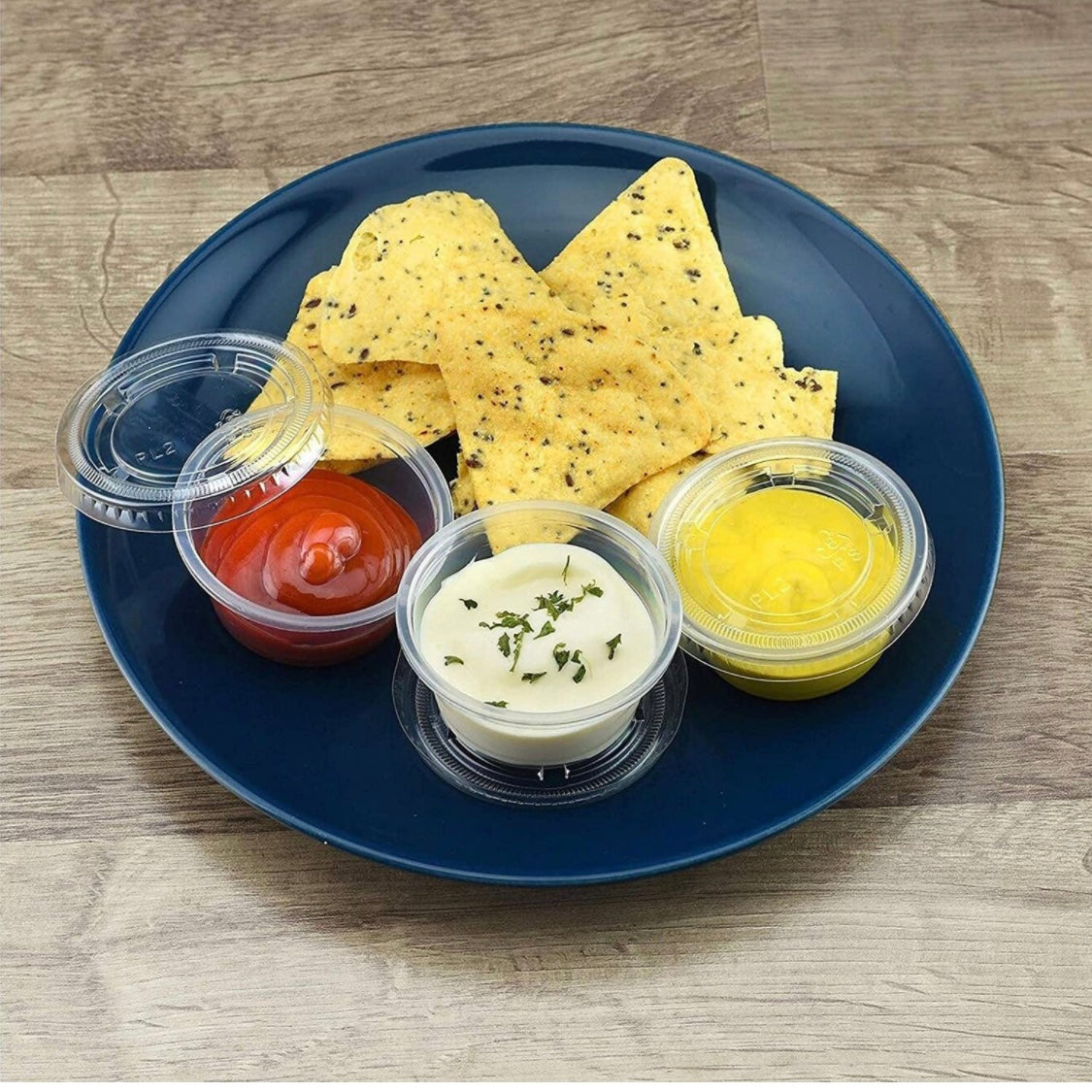 2 oz Plastic Clear Disposable Portion Cups Sauce Souffle Cup With Lids BPA Free