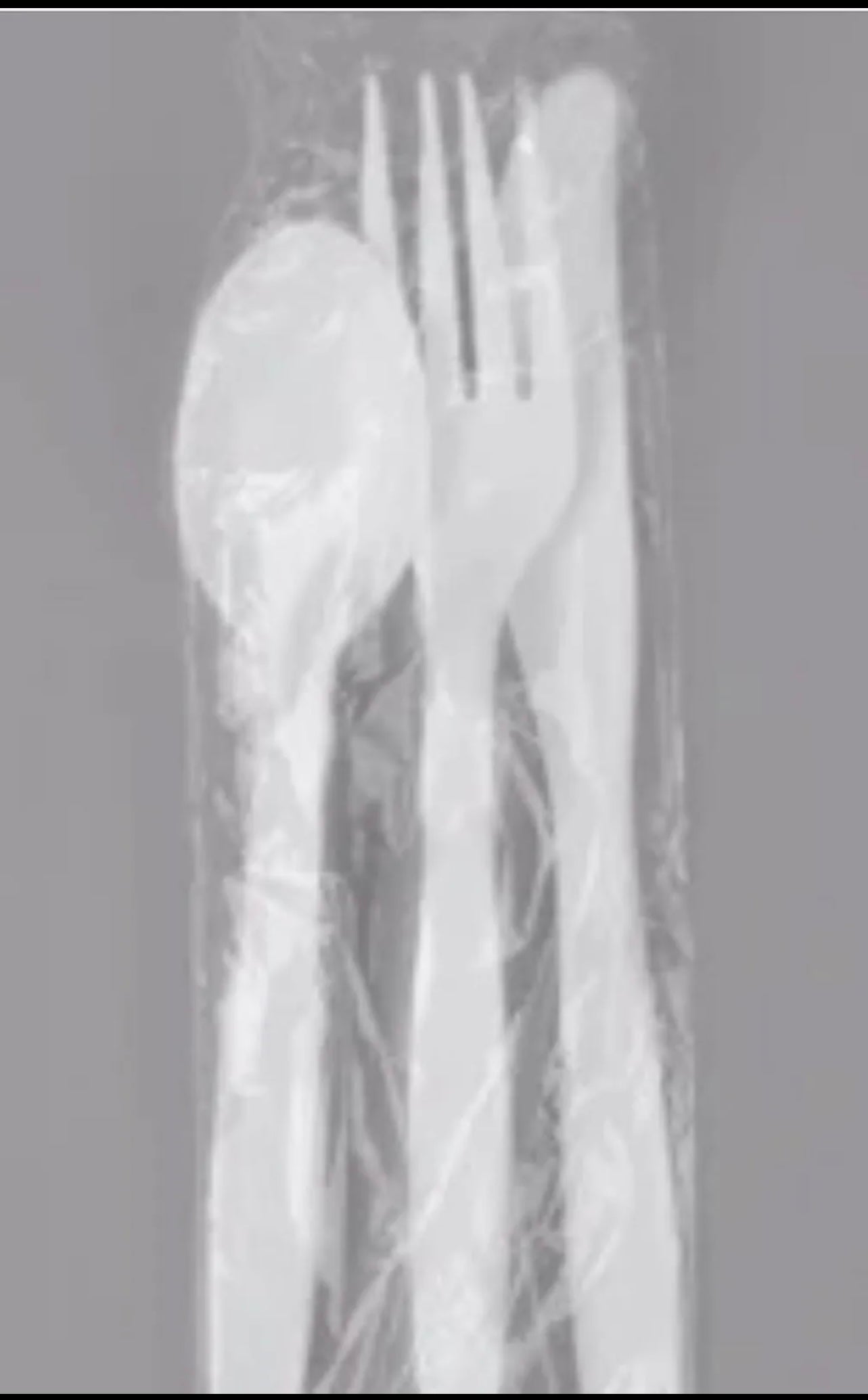 Wrapped White Heavy Weight Plastic Cutlery Packs with Knife, Fork, Spoon Party