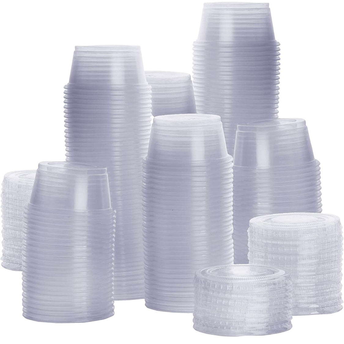 2 oz Plastic Clear Disposable Portion Cups Sauce Souffle Cup With Lids BPA Free