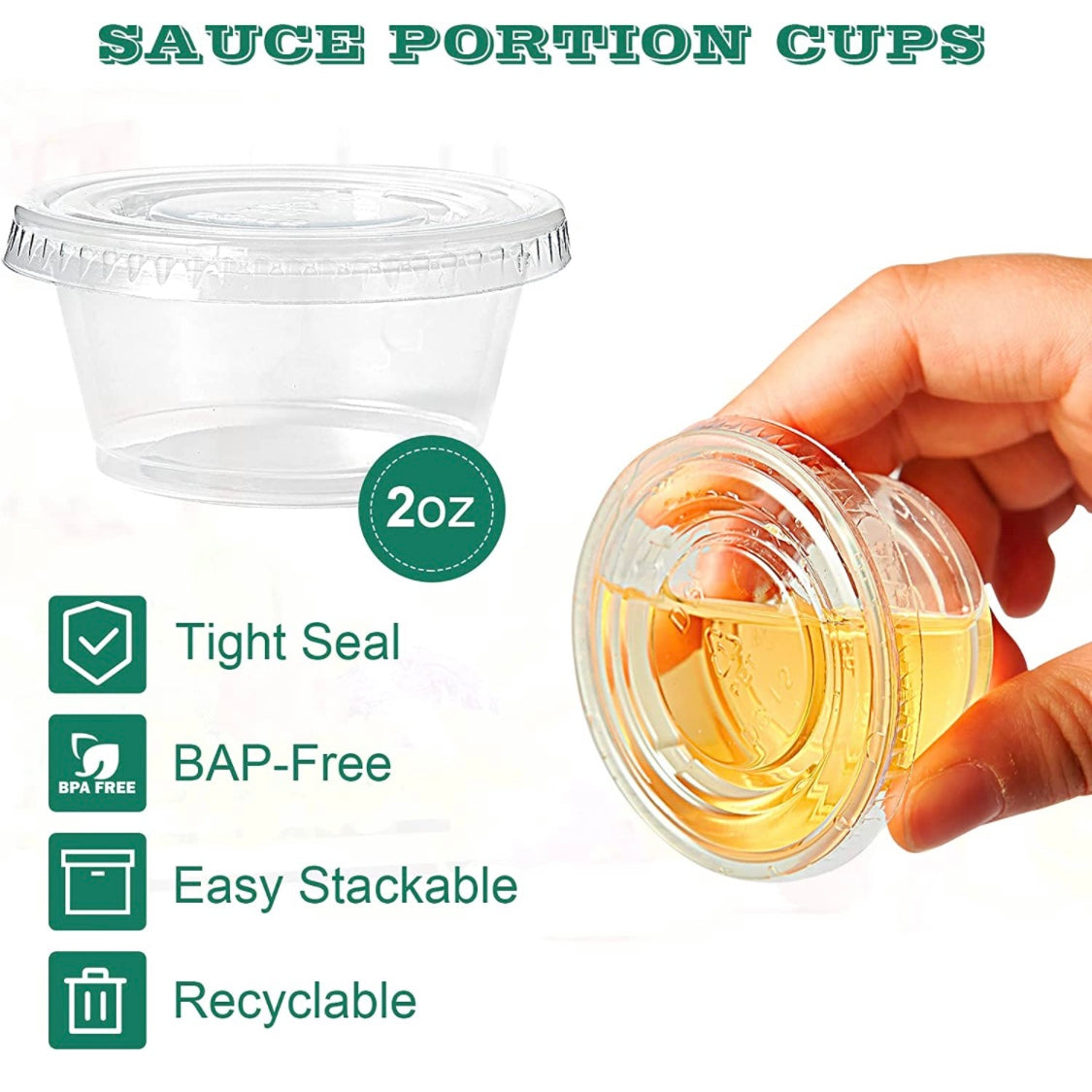 2 oz Plastic Clear Disposable Portion Cups Sauce Souffle Cup With Lids BPA Free