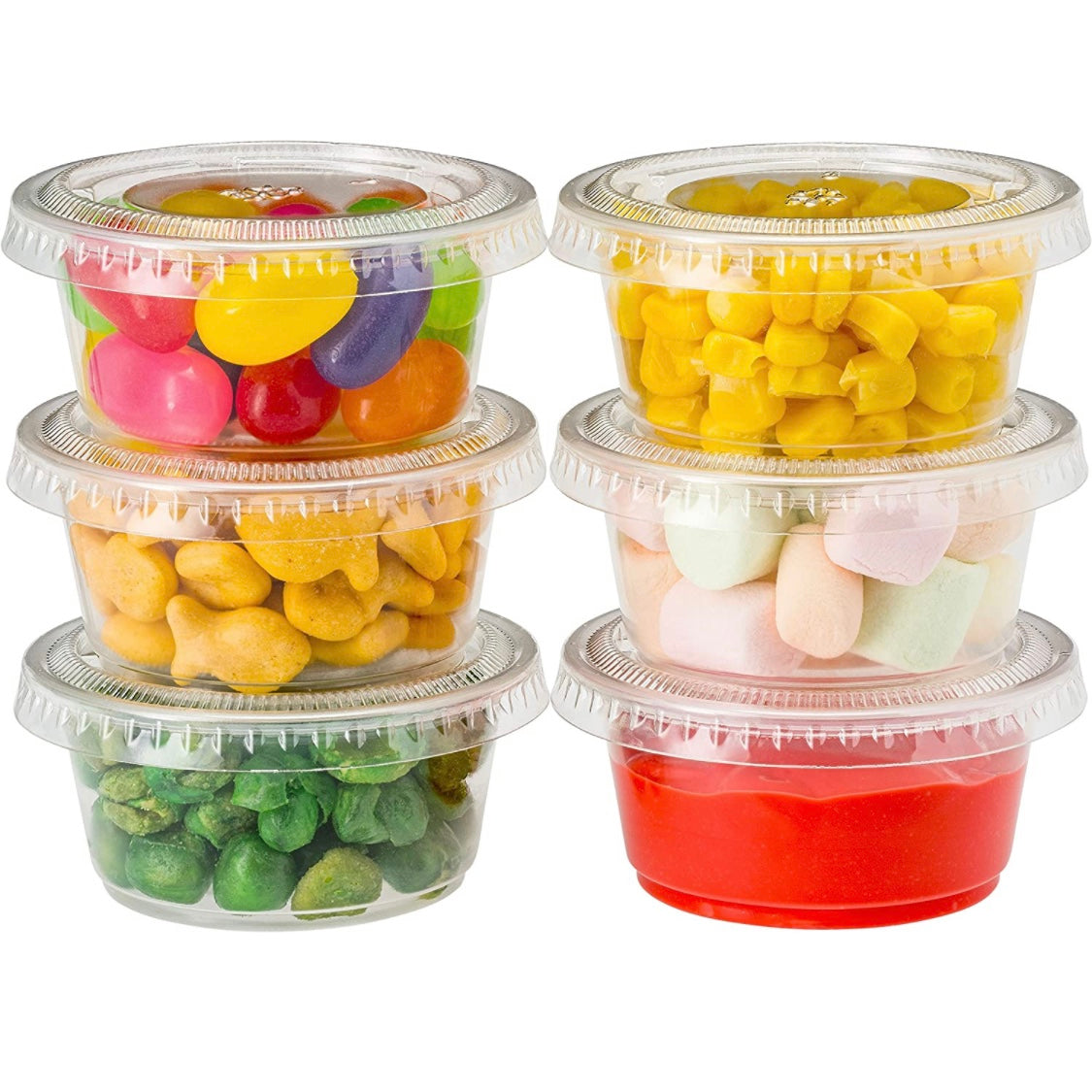 2 oz Plastic Clear Disposable Portion Cups Sauce Souffle Cup With Lids BPA Free