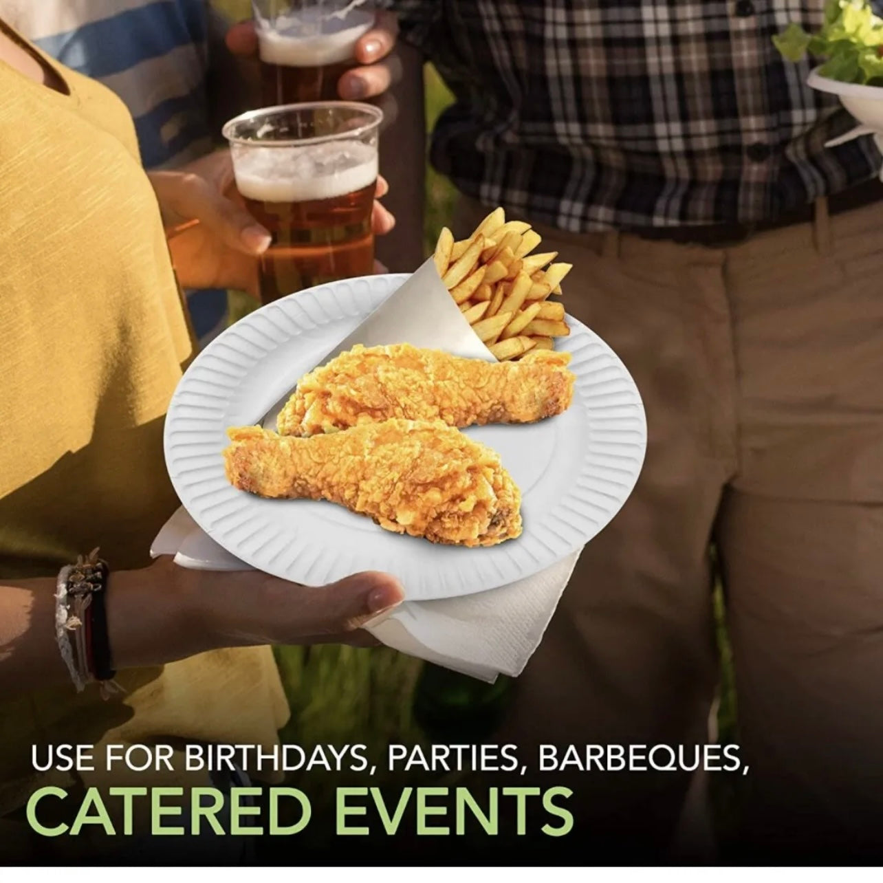9 in Everyday Disposable Paper Plates Uncoated Party 100 or 200 Plate Made in US