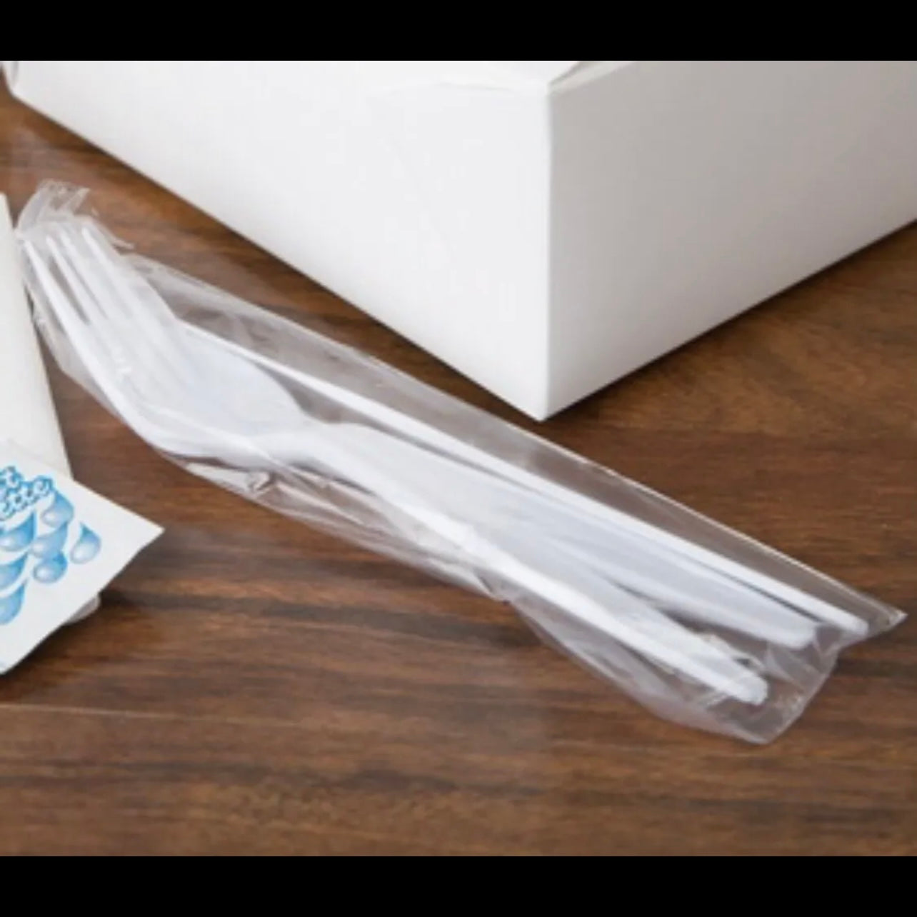 Wrapped White Heavy Weight Plastic Cutlery Packs with Knife, Fork, Spoon Party