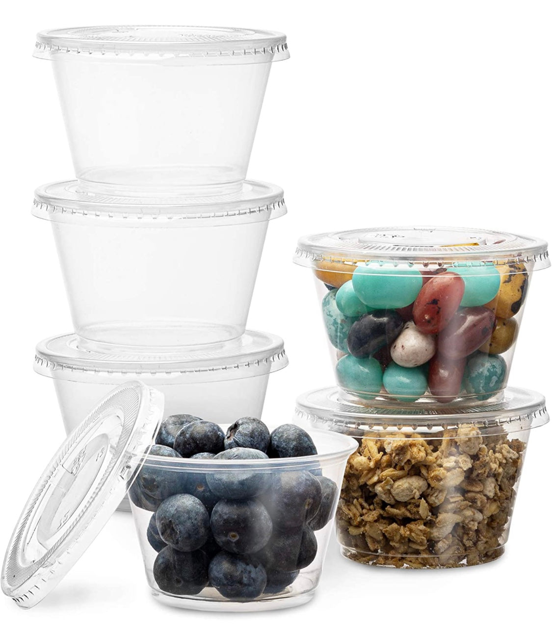 4 oz Plastic Clear Disposable Portion Cups with Lids for Sauce Cup BPA Free