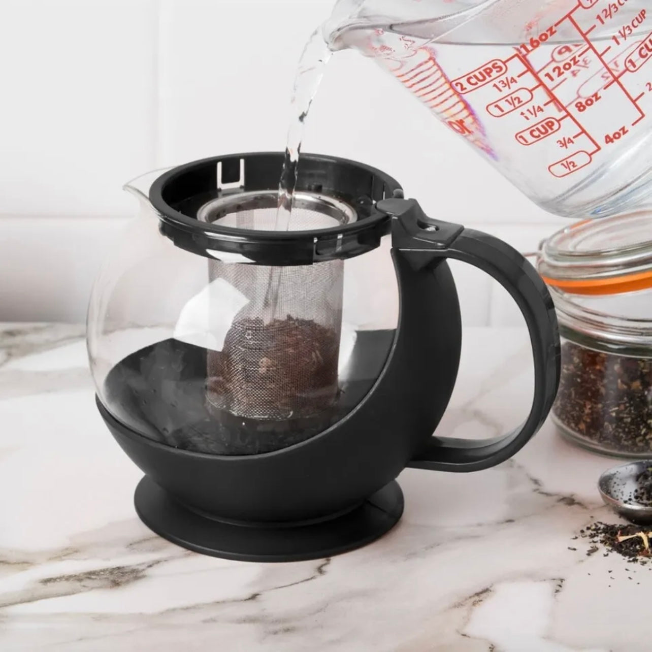 25 oz Tempered Glass Teapot Hot Tea Maker with Stainless Steel Infuser US Seller