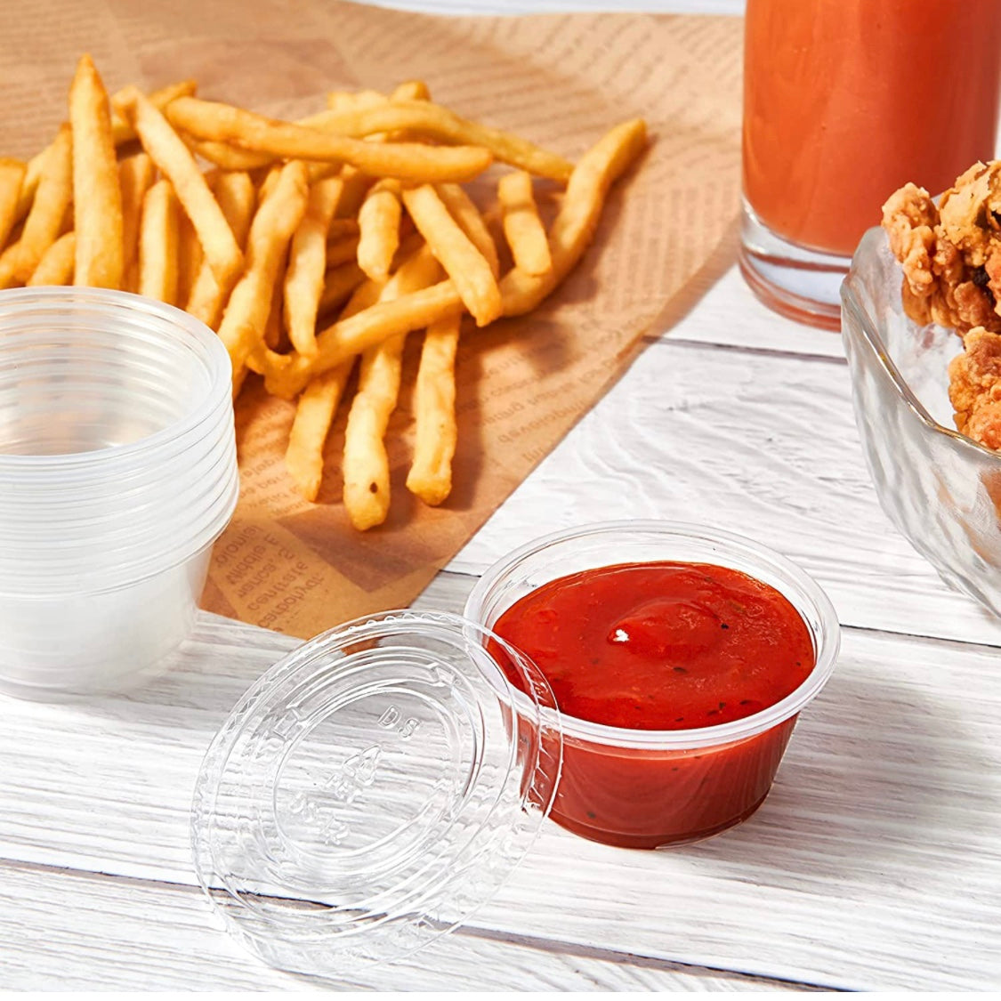 2 oz Plastic Clear Disposable Portion Cups Sauce Souffle Cup With Lids BPA Free