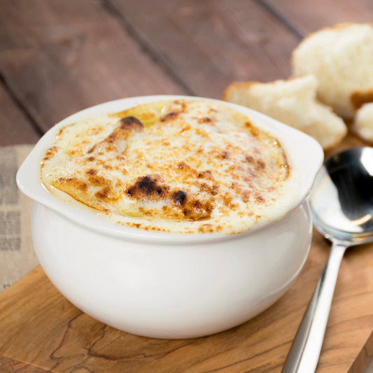 BBINGWARE Set of 4 French Onion Soup Crocks 12 oz White Ceramic Porcelain Bowls