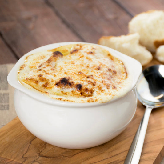 Set of 4 French Onion Soup Crocks 12 oz White Ceramic Porcelain Bowls