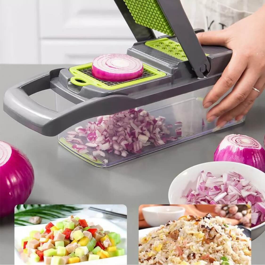 12-in-1 Food Vegetable Cutter Salad Chopper,Multifunctional Onion Fruit  Dicer Chopper Veggie Slicer Kitchen Tool